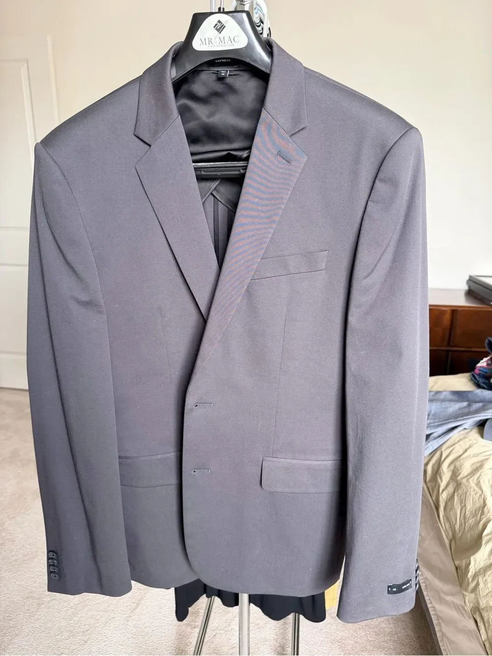 Express Men's Light Gray Single-Breasted Blazer